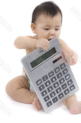 Sweet baby with calculator