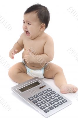 Sweet baby with calculator