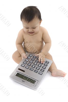 Sweet baby with calculator
