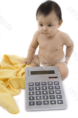 Sweet baby with calculator