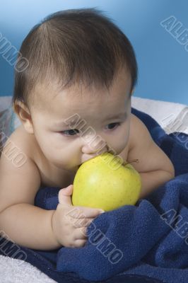 sweet baby with apple