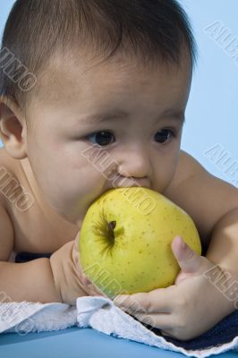 sweet baby with apple