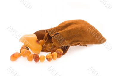 Adornment from amber in a sack
