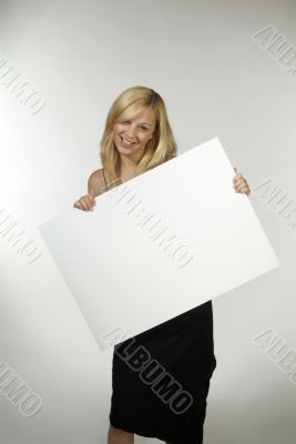 woman with empty poster woman with empty poster