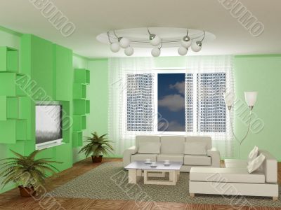 Interior of a room of rest. 3D image