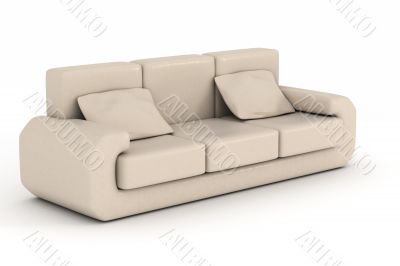 Isolated leather sofa. An interior. 3D image.