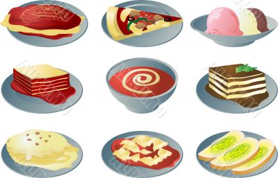 Italian cuisine icons Italian cuisine icons