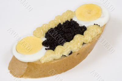 Garnished sandwiche caviar