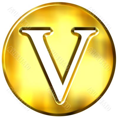 3D Golden Letter V