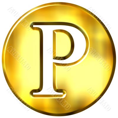 3D Golden Letter P