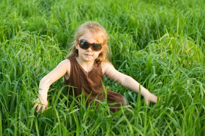 The child in a grass