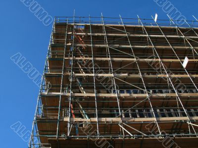 Construction site and scaffolding