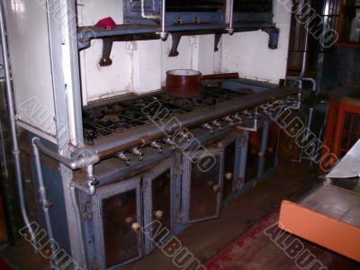 Old galley kitchen from railway transport