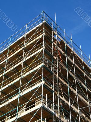 Construction site and scaffolding