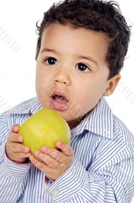 Small baby eating an apple Small baby eating an apple