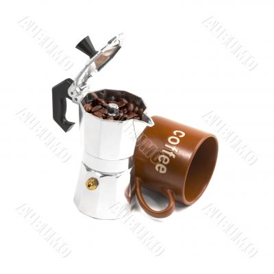mocha coffee machine and cup