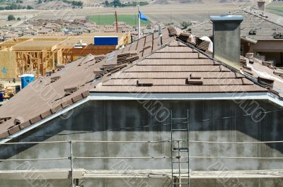 New Home Construction Site Roof