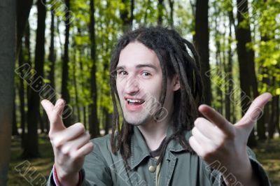 Young man with dreadlock hair.