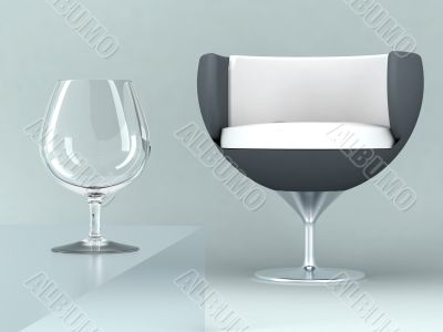 glass and armchair