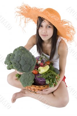 teenager with vegetable