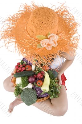 teenager with vegetable