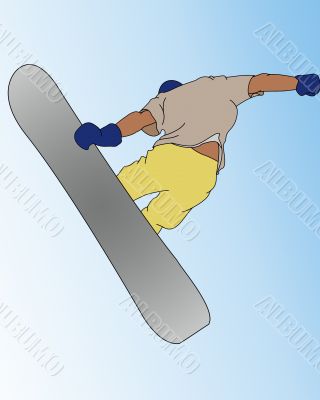 Snowboarder jumping