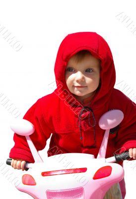 Little nice girl and her  bicycle