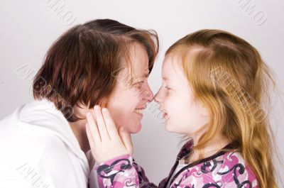 grandmother and grandchild face to face