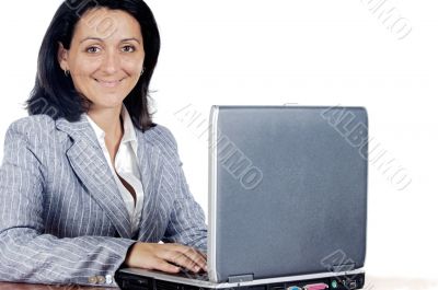Woman working on a laptop computer