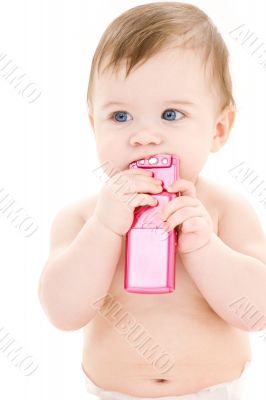 baby with cell phone baby with cell phone