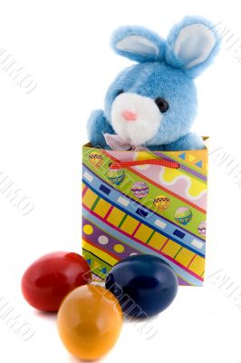 Blue plush Easter rabbit