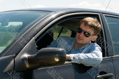 man in the car