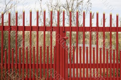 red iron fence