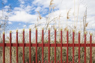 red iron fence