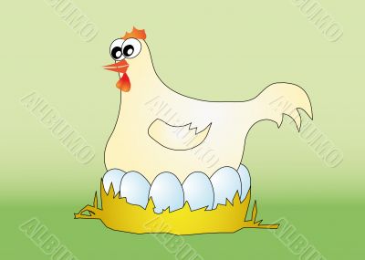 hen with eggs
