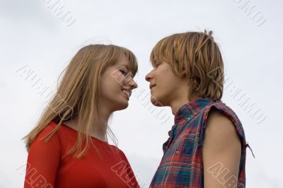 Portrait of the young couple outdoor 3