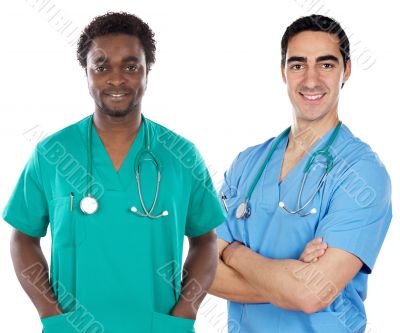 African and caucasian doctors