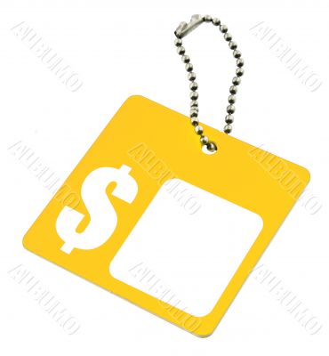 yellow tag with dollar symbol