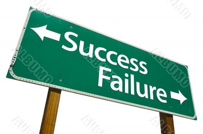 Success and Failure Road Sign with Clipping Path