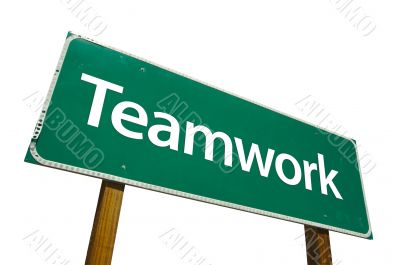 Teamwork Road Sign with Clipping Path