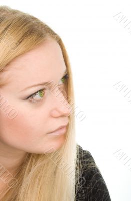 attractive green-eyed dreaming woman