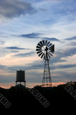 windmill in the evening sky