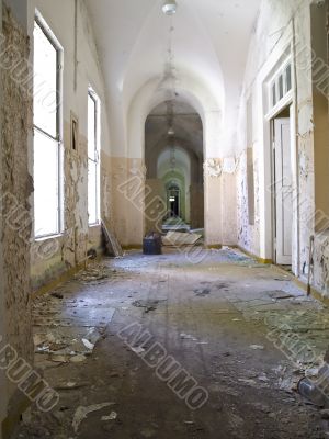 Old building ruin with arch