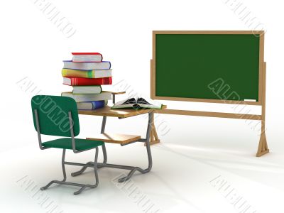 School interior. The training concept. 3D image. School interior. The training concept. 3D image.
