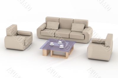 Interior of a living room. 3D image. Interior of a living room. 3D image.