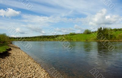 Summer landscape. Clouds above the river. Summer landscape. Clouds above the river.