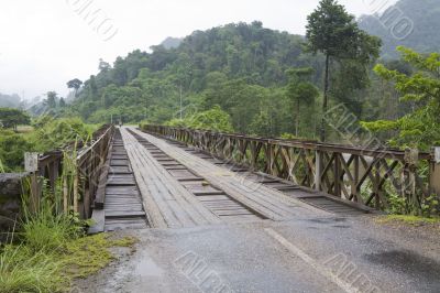 Wooden bridge in Laos