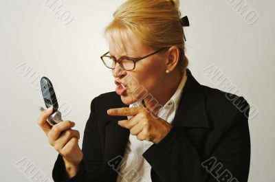 Angry Business Woman on Cell Phone