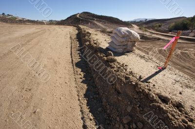 Sandbags &amp; Marker Sticks at Cunstruction Site