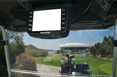 Golf Cart with Blank GPS Screen